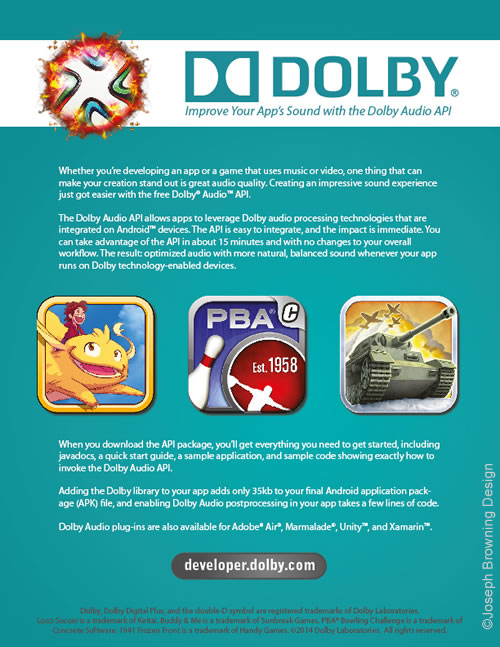 Joseph Browning Design - Dolby Developer Print Ad