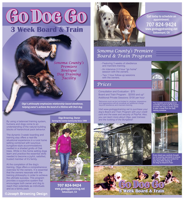 Joseph Browning Design - Go Dog Go 3-Week Board & Train Rack Card Front and Back