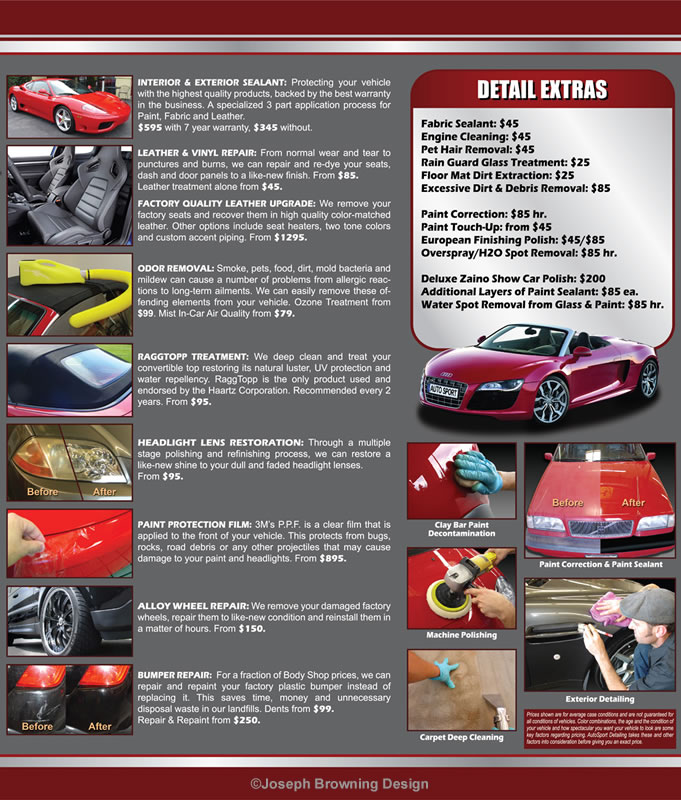 Joseph Browning Design - AutoSport Detailing Menu Sign (Right Half)